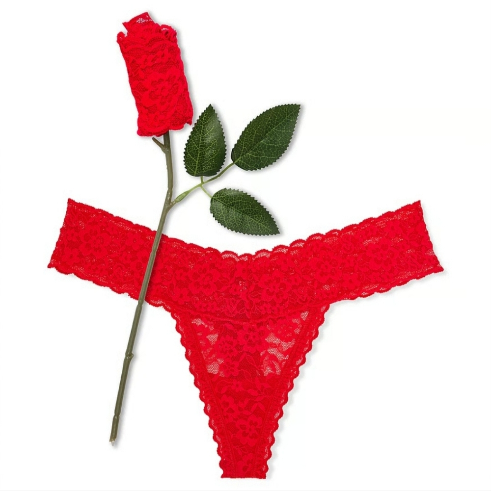 Victoria's Secret Lace Rose Valentine Gift Thong Panty.